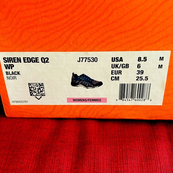 Merrell Siren Edge Q2 women’s size 8.5, black, like new with original box - Picture 6 of 6